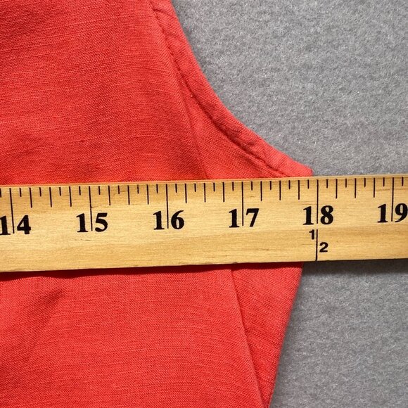 J Crew Dress Womens Small Orange Linen Blend Sleeveless Embroidered Casual - Picture 7 of 13
